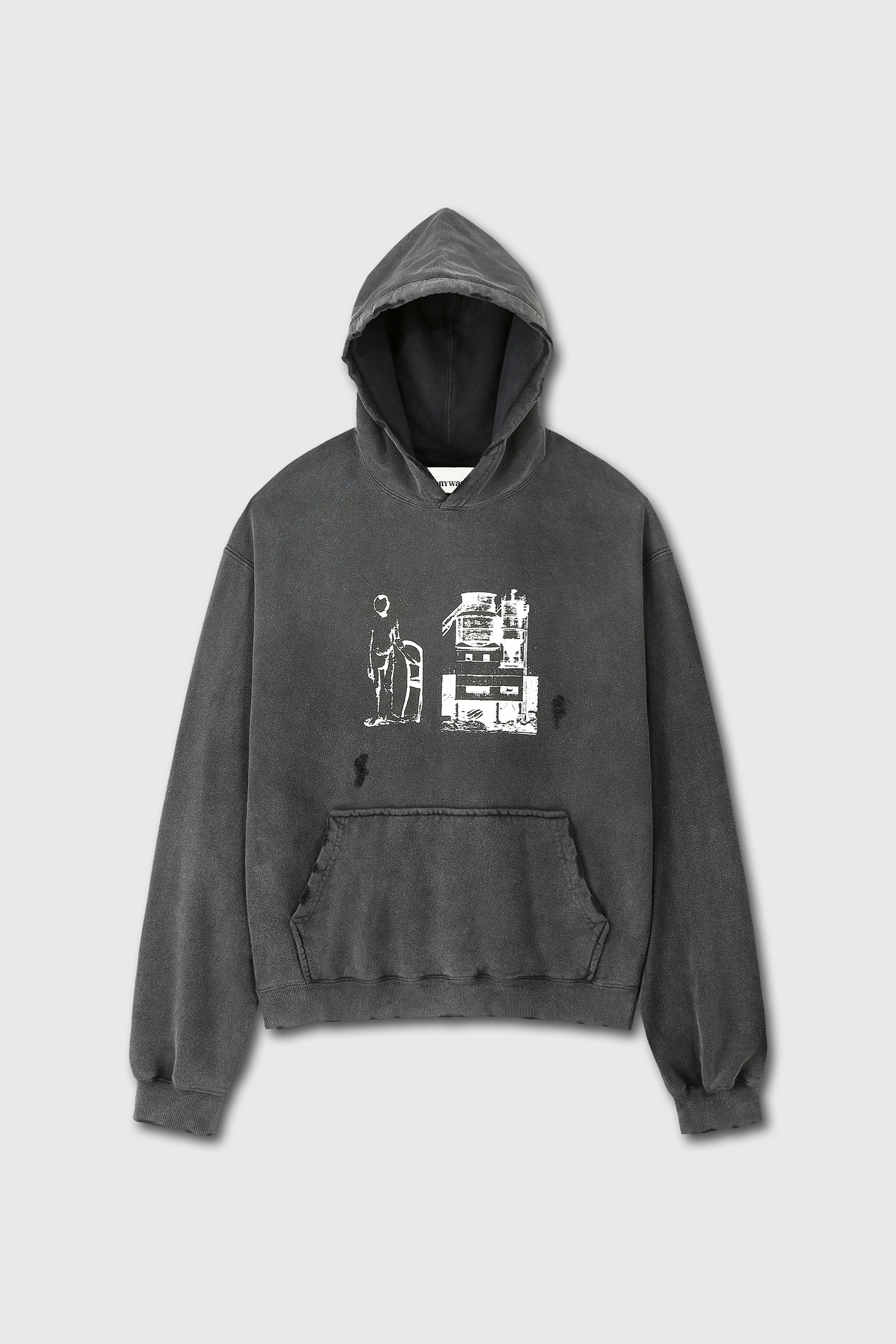 FACTORY INSPECTOR GARMENT-DYEING HOODIE faded charcoal